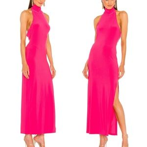 Norma Kamali Hot Pink Halter Dress